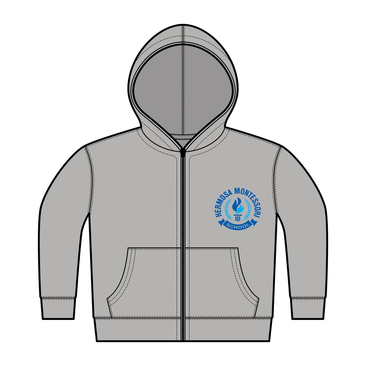 Toddler Zip Hoodie with Blue Montessori Emblem