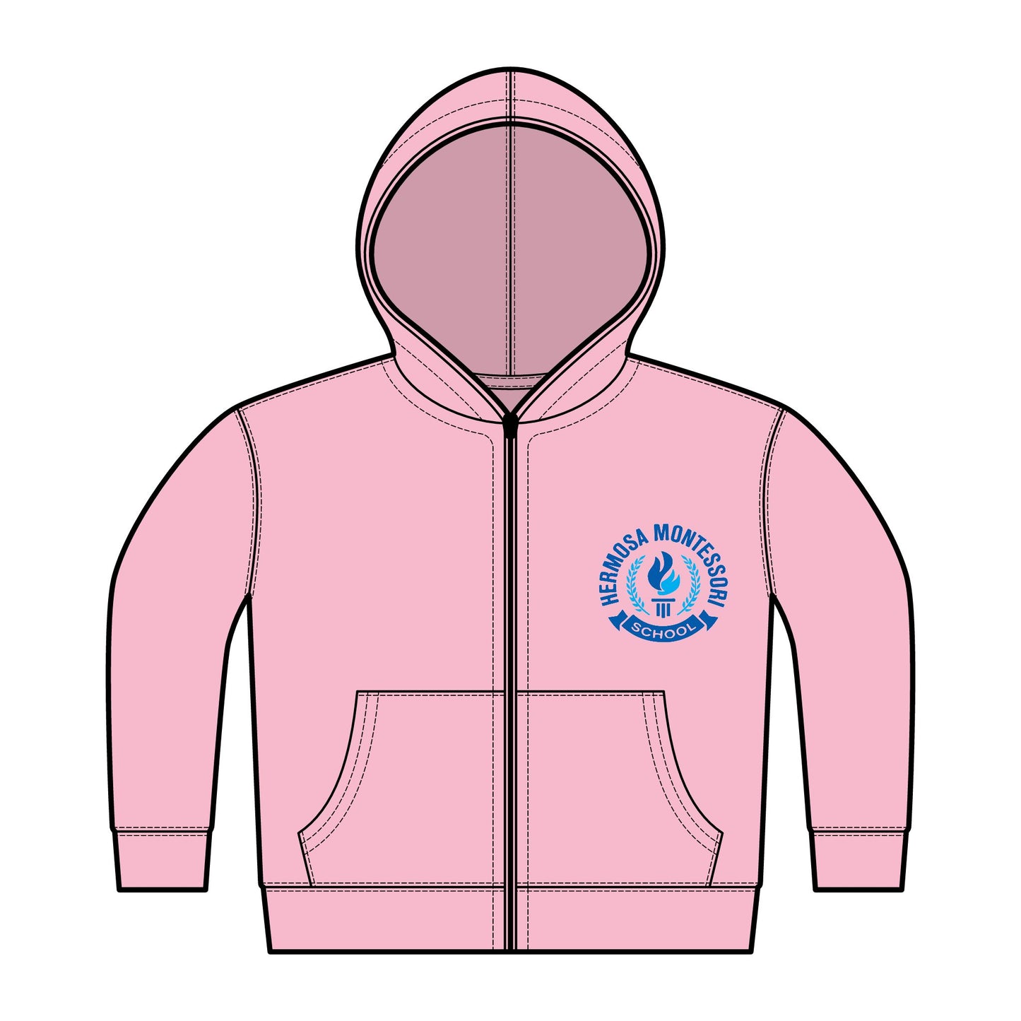 Toddler Zip Hoodie with Blue Montessori Emblem