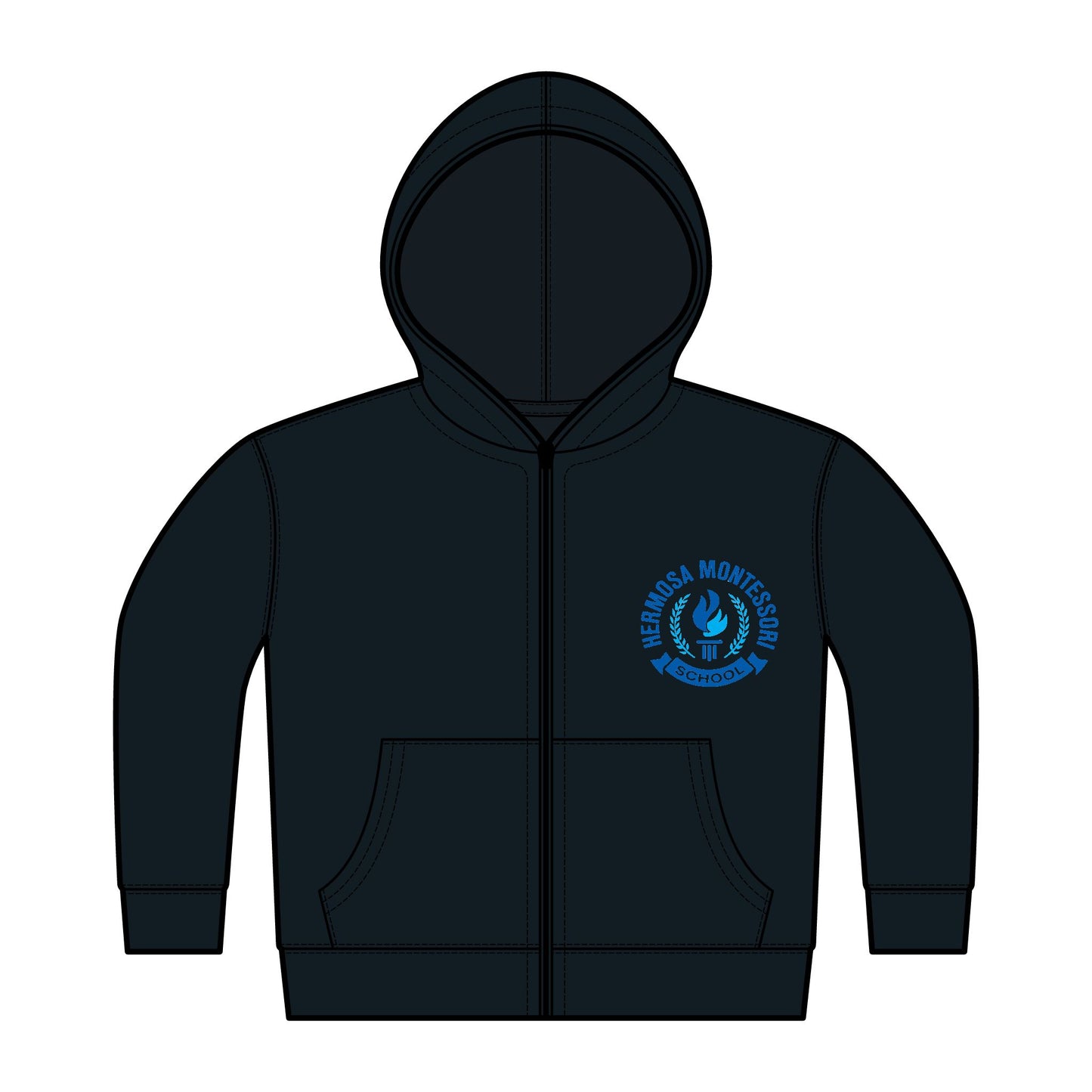 Toddler Zip Hoodie with Blue Montessori Emblem