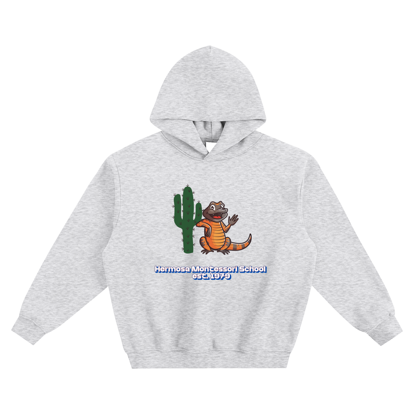 Fleeced Embellished Hermosa Logo Boxy Hoodie
